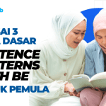Dua wanita berhijab sedang belajar bahasa Inggris menggunakan materi kuasai 3 pola dasar sentence patterns with be untuk pemula dari English Club Gresik.